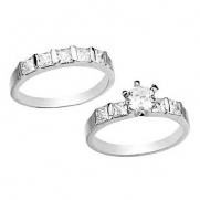 Round Cut Center Stone CZ Wedding Ring Set-White Gold Filled CZ Wedding Rings Set By GemGem Jewelry (11)