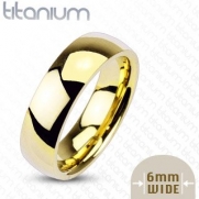 6mm Gold IP Titanium Plain Mirror Glassy Comfort Fit Wedding Band Ring; Comes With Free Gift Box (10)