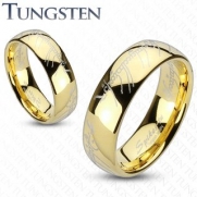 Lord Of The Rings Style Tungsten Carbide Gold IP Ring Lord Laser Etched Band Ring; Comes With Gift Box (9)