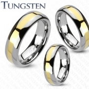 Tungsten Carbide Gold IP Stripe Wedding Band Ring; Comes with Free Gift Box (9)