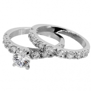 CZ Engagement Ring-Round Cut CZ Center Stone Wedding Ring Set In White Gold Filled by GemGem Jewelry (9)