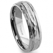 Titanium Hammer Finish Double Groove Wedding Band Ring Sz 8.5 SN#465