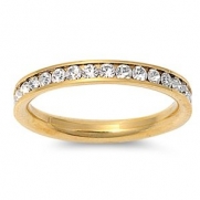 STR-0023 316L Gold IP Stainless Steel Eternity CZ Wedding Band Ring 3mm Sz 3-10; Comes With FREE Gift Box (9)