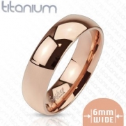 TIR-0008 Solid Titanium Rose Gold IP 6mm Wide Classic Band Ring; Comes With Free Gift Box (12)