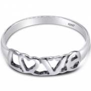 925 Sterling Silver LOVE and HEART High Polished Ring Available in Sizes 4-9 (7)