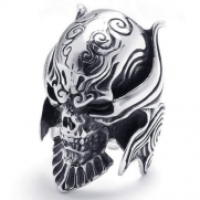 Size 14, KONOV Jewelry Large Biker Men's Gothic Casted Skull Stainless Steel Ring, Black Silver