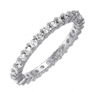 SSR-0001 Cubic Zirconia CZ 925 Sterling Silver Eternity Band Ring 2mm; Comes With Free Gift Box (6)