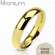 TIR-0011 Solid Titanium Gold IP 4mm Wide Classic Band Ring; Comes With Free Gift Box (7.5)