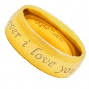 Tungsten Carbide Gold GP i Love you forever and ever Etch Men's Wedding Ring