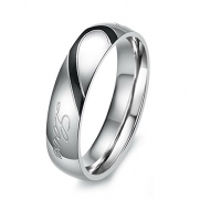 Men's Real Love Heart Stainless Steel Band Ring Valentine Love Couples Wedding Engagement Promise Size6