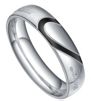 TIGRADE Jewelry Heart Shape Real Love Couples Matching Stainless Steel Ring Men 5mm (4.5)