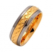 7mm 18K Gold Plated Wedding Ring Grade 5 Titanium Band Comfort Fit Size 4