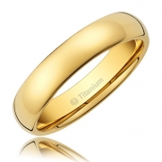 3MM Titanium Ring Wedding Band 14K Gold with Polished Finish [Size 7.5]