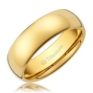 Cavalier Jewelers 8MM Men's Titanium Ring Classic Wedding Band 14K Gold-Plated with Polished Finish [Size 8.5]