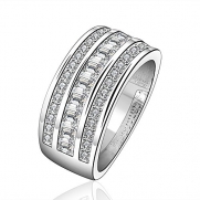 Fashion 925 Silver Beautiful Jewelry Cubic Zirconia Crystal Engagement Wedding Ring Band(Q)