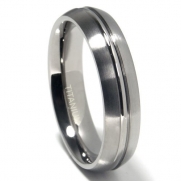 Titanium 6mm Ribbed Matte Dome Wedding Band Ring Sz 10.0