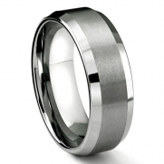 8MM Tungsten Metal Men's Wedding Band Ring in Comfort Fit and Matte Finish Sz 8.0