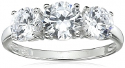 Sterling Silver Round Cut  Three-Stone Cubic Zirconia Ring (2.3 cttw), Size 9