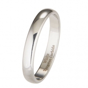 3MM White Tungsten Carbide Polished Classic Wedding Ring Size 4.5