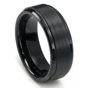 8MM Black High Polish / Matte Finish Men's Tungsten Ring Wedding Band Sz 9.5