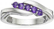 Sterling Silver Five-Stone Amethyst Ring, Size 6