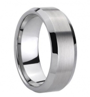 8mm Tungsten Carbide Mens Wedding Band Ring- Chain Store Quality, Brushed Center & Lifetime Exchange