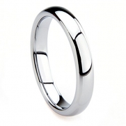 Tungsten Metal 4MM Plain Dome Wedding Band Ring Sz 4.0