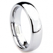 6MM Tungsten Carbide Men's Wedding Band Ring in Comfort Fit and Shinny Plain Dome Polished Finish Fit size 8-16 (8)