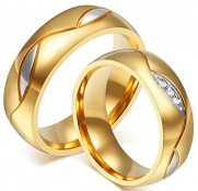 Her & Womens 6MM Couple Rings 18k Gold Plated Infinity Love Engagement Wedding Bands US 5 AMDXD Jewelry