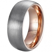 MNH Men's 8mm Tungsten Carbide Wedding Band Rose Gold Plated Brushed Matte Finish Ring Size 7