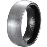 MNH Men's Tungsten Carbide Wedding Band Black 8mm Comfort Fit Brushed Matte Finish Ring Size 7